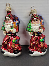 Lot of 2 -  Hand Blown Glass Santa Christmas Ornaments 4” Tall  EUC picture