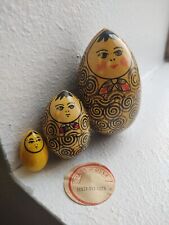 Vintage Russian Nesting Dolls Egg Oval Shaped Hand Painted Wooden w/made certifi picture