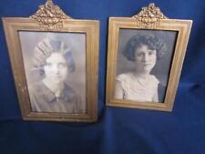 *True Antique Picture Frames Pair  1920s - Metal, French Basket, Real Photos picture