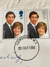 Prince Charles & Princess Diana Envelope Stamped Wedding day 29 July 1981 London picture