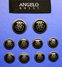 Set of 10 ANGELO ROSSI Acrylic Faced metal replacement buttons good used cond. picture