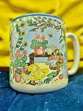 vintage 1996 rare new look ceramic mug 665600 colorful flower garden made Korea picture