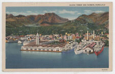 Vintage postcard- Aloha Tower and Honolulu Harbor -WWII-  picture