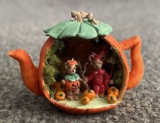 Vintage Halloween Pumpkin Teapot Figure w/Bears Orange picture