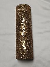 MCM Vintage Sparkling Glittery Gold Glass Pillar Candle Duraglass NY Unused picture