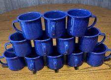 Blue White Speckled Enamelware Metal Coffee Mug Cowboy Camping Cup-Lot Of 12 New picture
