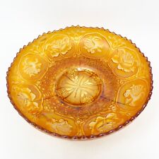 Fenton Dragon And Lotus Bowl Marigold Shimmering Iridescent Carnival Antique 8