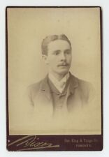 Antique Circa 1880s Cabinet Card Handsome Man Mustache Dixon Toronto, ON Canada picture