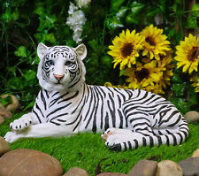 Large Siberian Ghost White Tiger Resting 15.5