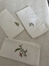 Set of 3 Vintage Cut Out & Embroidered Napkins picture