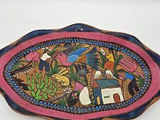 Vtg Mexican Talavera Folk Art handpainted Terra cotta wall plate farming Tonala picture