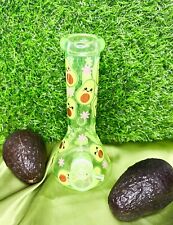 Neon Green Iridescent 8in Glass Water Pipe Hookah Glass Pipe Avocado Bong picture