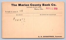 J99/ Marion Ohio Postcard Postal Card c1910 Marion County Bank 74 picture