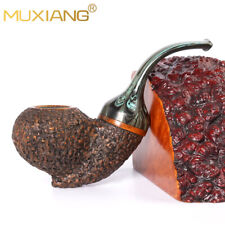 Rusticated Freehand Pipe Briar Wooden Tobacco Pipe Carved Smoking Pipe Gift Box picture