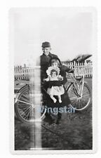 Old Photo Bicycle Bike Large Doll Girl Boy headlamp 1960s Vintage picture