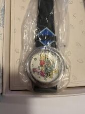 New Vtg Disney Classic Pooh Ingersoll Watch Girls Black Band Collectible picture