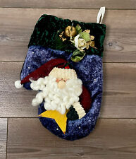Vintage looking Santa On beautiful Christmas Velvet Mitten with Roses picture
