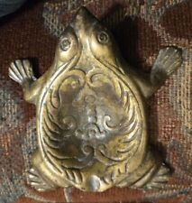 Antique Vintage Brass Frog Ashtray Dish picture