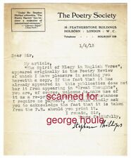 STEPHEN PHILLIPS - LETTER - SIGNED - 1915 - ENGLISH - POET - DRAMATIST picture