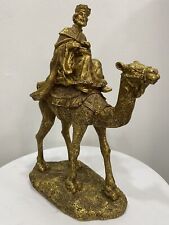 Wiseman Gold Tone On Camel Holiday Christmas Nativity Bookend Baby Jesus 14” picture