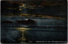 Vintage 1919 OLD ORCHARD BEACH, Maine Postcard CASINO / Pier - Moonlight Scene picture