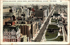 Vtg 1920s Michigan Boulevard Aerial View The Drake Chicago Illinois IL Postcard picture