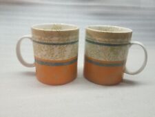 Pair Of 2 Starbucks Orange Zen Vine Tea Leaves Coffee Mug Cup 2008 EUC 14 Oz 00s picture