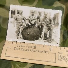 WW2 US ARMY GROUP OF SOLDIERS WITH SEA MINE,NORTH AFRICA 1943 SNAPSHOT,LOOK picture