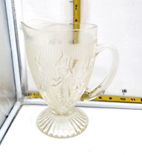 1928 Vintage Depression Glass Jeanette Iris & Herringbone Clear Footed Pitcher picture