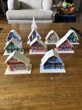 9 Vintage Alpine Village Christmas Houses String Light Cover Cottage Chalet picture