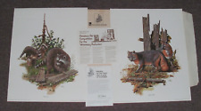 VTG 1974 Norwich NY Eaton Veterinary Labs Don Balke Fox, Racoon Art Print Set picture