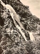 c.1940's Bowen Falls Milford NZ RPPC Black and White Landscape Mountain Water picture