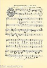 DARTMOUTH COLLEGE Vintage Song Sheet w School Seal c 1937 