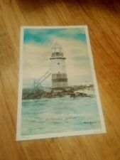 1877 Vermilion Lighthouse  Vermilion,Ohio Oil Painting Signed Frank Evans 17x11