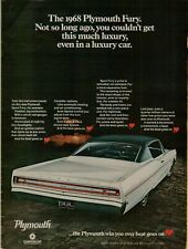 1968 Plymouth Sport Fury Luxury Car White Hardtop Grille Original Color Print Ad picture