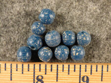 (10) Huron Indian Sky Blue Glass Old Style Trade Beads w/Patina Fur Trade 1800's picture
