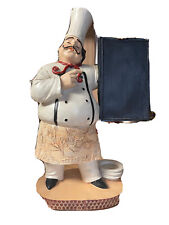 Vintage Fat Italian French Statue With Chalk Board Chef Cooking Bon Appetite picture