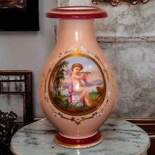 Circa 1860 French Napoleon III Old Paris Porcelain Hand Painted Cupid Motif Vase picture