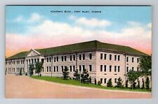 Fort Riley KS-Kansas, Academic Building, Antique, Vintage Souvenir Postcard picture