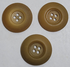 VINTAGE ~ Tan/Green Marbloed Plastic Round Buttons ~ Lot/3 ~ 1