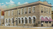 C1940 Hawley PA First National Bank and Post Office Brick Build Vintage Postcard picture