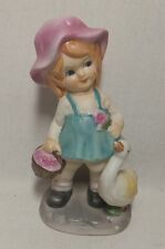 Vintage Kitschy Anart Porcelain Girl And Duck Figurine picture