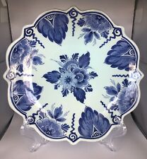 Vintage Delft Holland Blue On Blue Floral Plate picture