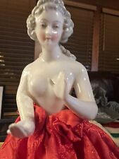 Antique Half Doll with Extended Arms & Red Skirt Boudoir Electric Lamp 15”tall picture