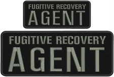 Fugitive Recovery Agent embroidery patches 4x10 and 2x5 hook grey letters   picture