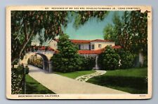 1932 DOUGLAS FAIRBANKS, JOAN CRAWFORD Residence, Brentwood Heights, CA Postcard picture