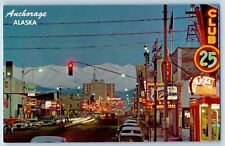 Anchorage Alaska AK Postcard A View Of This Modern City At Dusk c1960s Mountain picture