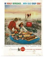 1959 Coca Cola Coke picnic on the beach Vintage Print Ad picture