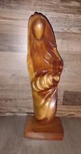 MCM Vintage Virgin Mary and Baby Jesus Wood Carving picture