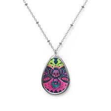 Butterfly Skull Oval Necklace picture